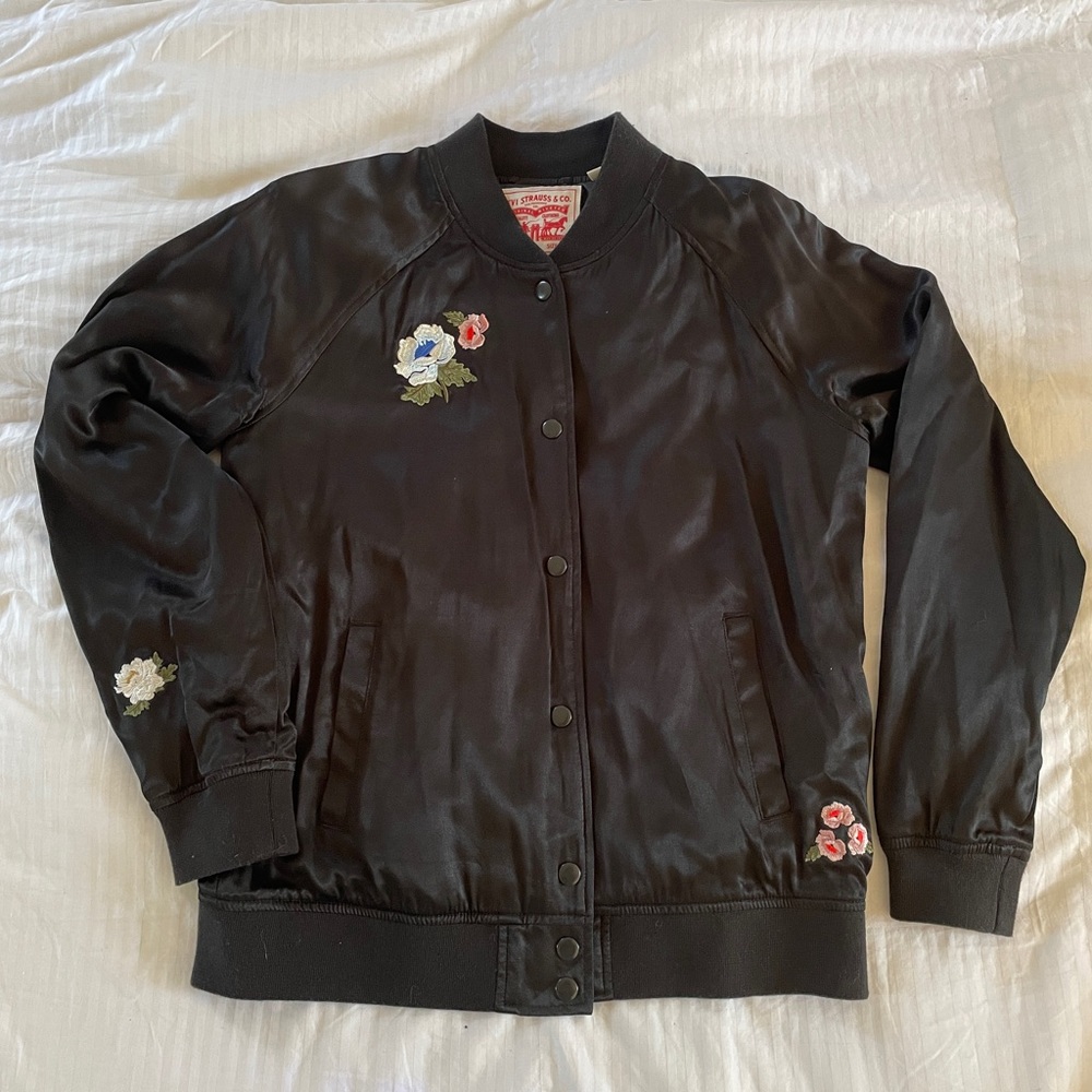 Levi’s Silky Embroidered Bomber Varsity Jacket size S